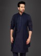 Silk Thread Work Navy Blue Nehru Jacket Set